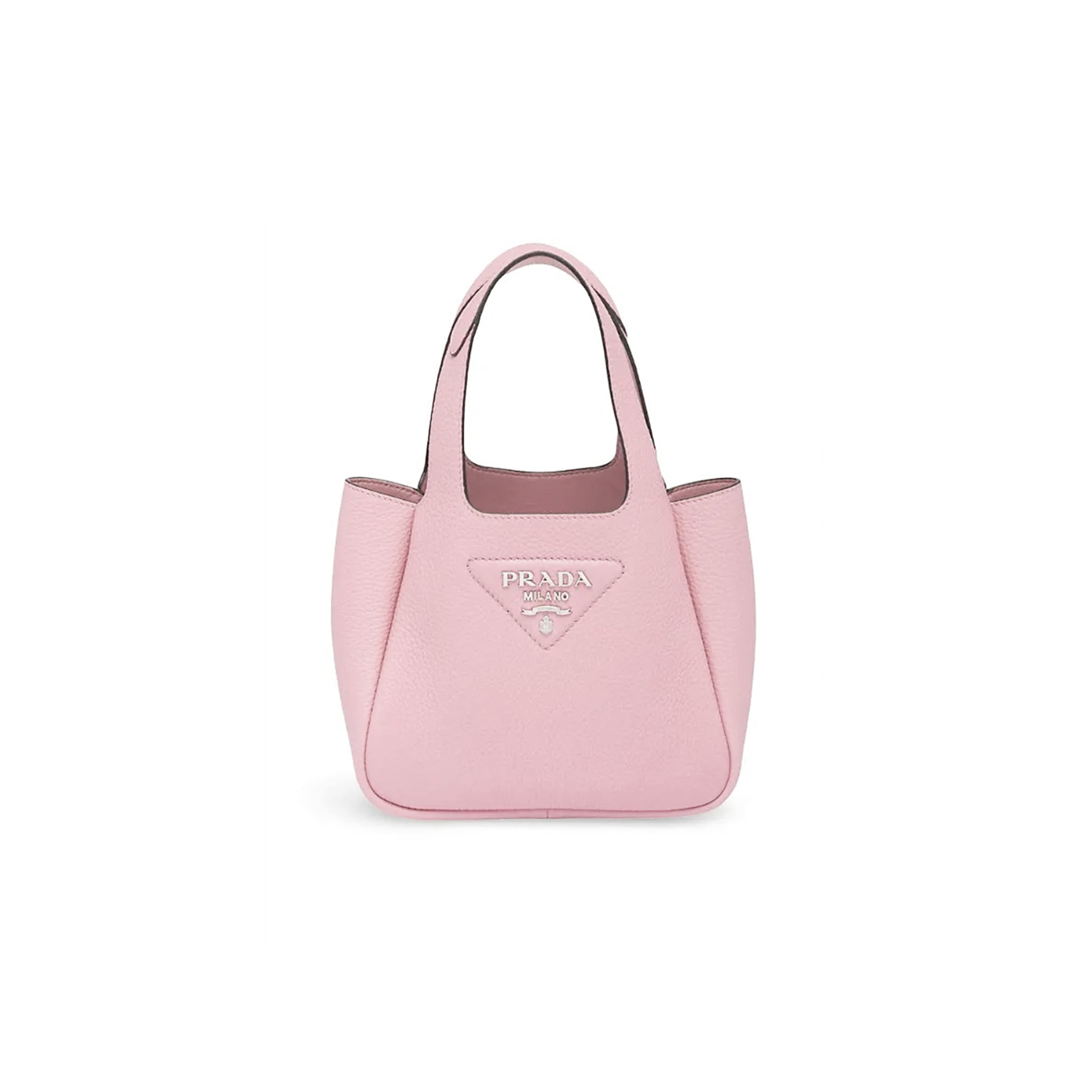 Pra*a grained leather tote bag pink 1ba349 (18*16*10cm)